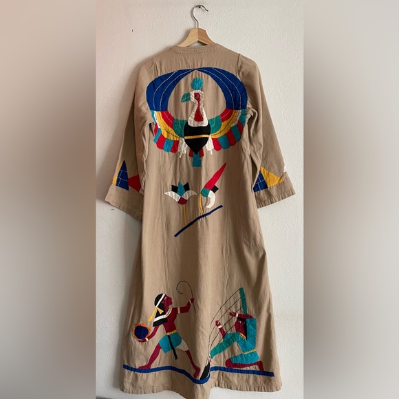 VINTAGE Quilted Egyptian Motif Kaftan - Picture 2 of 6